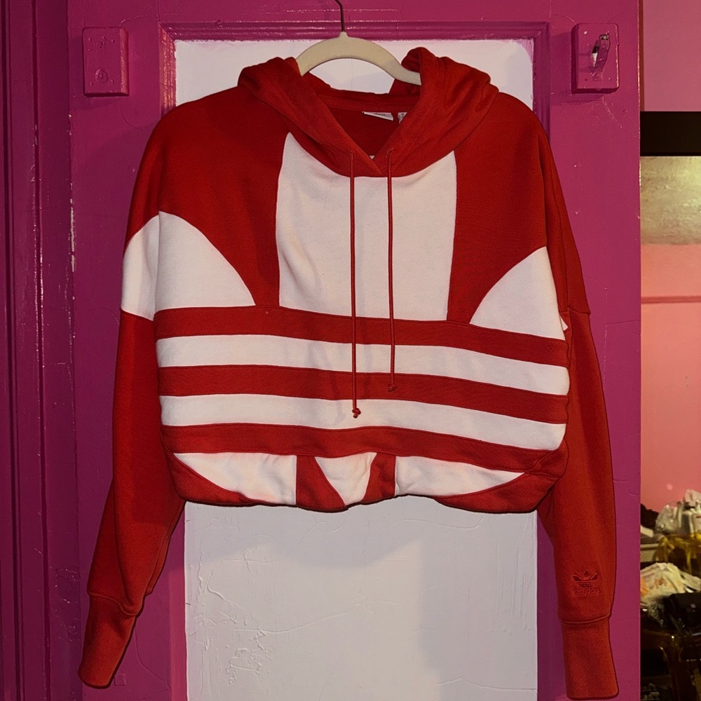 Adidas crop hoodie pullover sweater